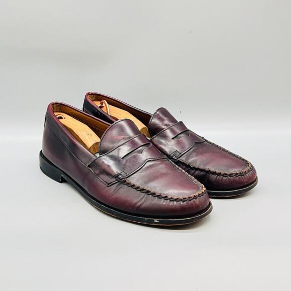 Bass Shoes Men 10 Red Leather Weejuns Wilton Slip On Penny Loafers Comfort main image 9